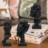 3 Pcs Thinker Statue, Decorative Statues, Silence is Gold Abstract Art Figurine, No Hear No See No Speak Modern Home Resin Sculptures Decorative Objects Decor for Home Office Bookshelf Desktop