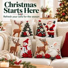 Christmas Pillow Covers 4-Piece Set — Festive Sofa Makeover