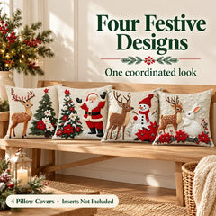 Christmas Pillow Covers 4-Piece Set — Festive Sofa Makeover