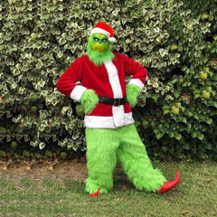 Green Shaggy Adult Santa Claus Costume (Complete Set)