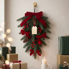 Festive Cartoon Artificial Pine Teardrop Swag (35×60 cm)