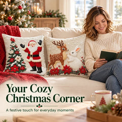 Christmas Pillow Covers 4-Piece Set — Festive Sofa Makeover