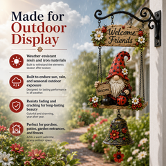 Rustic Garden Gnome Bell Outdoor Decor