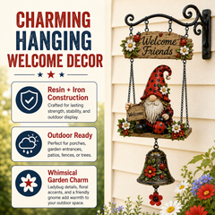 Rustic Garden Gnome Bell Outdoor Decor