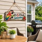 Colorful Parrot Wooden Wall Sign β Tropical Cocktail Bar Decor