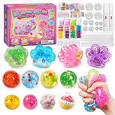 DIY Stress Ball Making Kit β 12PCS Squishy Maker Set with Beads, Glitter & Paw Molds