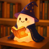 Cute Wizard Ghost LED Night Light | Warm Glow Halloween Desk Decor for Kids Room