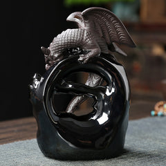 Dark Winged Dragon Backflow Incense Burner – Smoke Falls Like a Waterfall