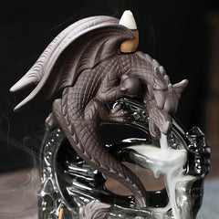 Dark Winged Dragon Backflow Incense Burner – Smoke Falls Like a Waterfall