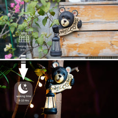 Black Bear Wall Lantern – American Country Style, Sculpture by Day, Glow by Night
