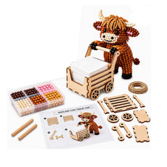 Push & Roll Farm Animal DIY Bead Tissue Cart Kit, Handmade 3D Beaded DIY Kit, Cute Animal Tissue Holder DIY Set,Creative Arts & Crafts Gift for Handicraft Enthusiast Adults Instructions(C)
