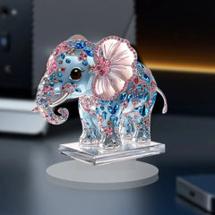 Cartoon Blue Pink Elephant 2D Flat Acrylic Home Living Room Bedroom Desktop Decoration Assembly Props Figurines Miniatures Craft