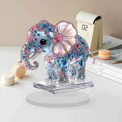 Cartoon Blue Pink Elephant 2D Flat Acrylic Home Living Room Bedroom Desktop Decoration Assembly Props Figurines Miniatures Craft