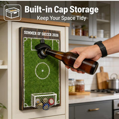 Soccer Field Bottle Opener Wall Decor, Wall Mounted Bottle Opener with Cap Catcher
