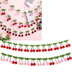 Vibrant & Lightweight Felt Ball Garland (Cherry)