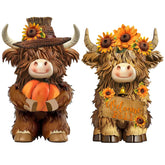 Autumn Sunflower Highland Cow Figurine Fall Gift
