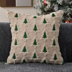 Faux Fur Christmas Tree Pillow Cover (45x45 cm)