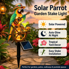 Solar-Powered ParrotGarden Light -"Wastin'Away Again”