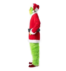 Green Shaggy Adult Santa Claus Costume (Complete Set)