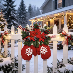 Simulated Flower Glove & Sock Christmas Wreath