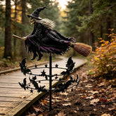 Flying Witch Garden Wind Spinner Stake | Halloween Spooky Outdoor Yard Lawn Camping Decor