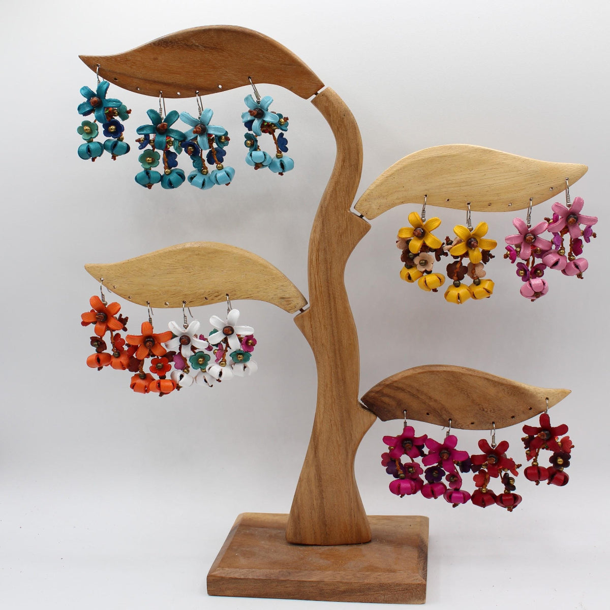 Genuine Handmade Leather Flower Earrings 8 colors