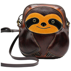 Handmade Genuine Leather Sloth Purse - Crossbody Bag, Phone Bag, Animal Bag, Cartoon Bag, Mini Bag
