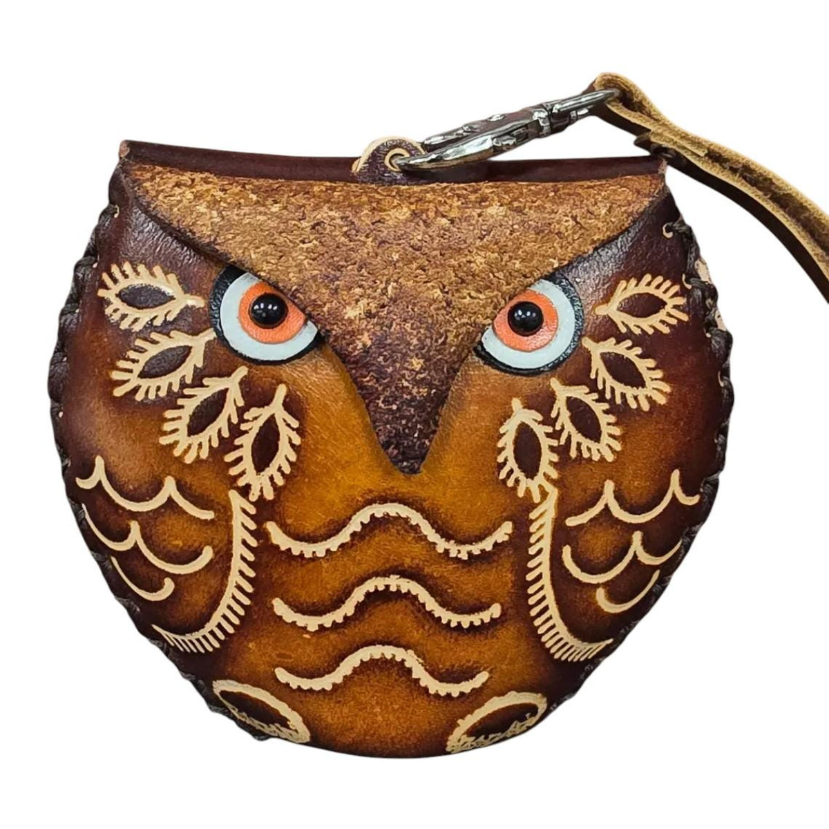 Genuine Handmade Leather Owl Coin Purse wallet wristlet
