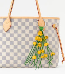 Genuine Handmade Leather Flower Keychain purse charm bag charm