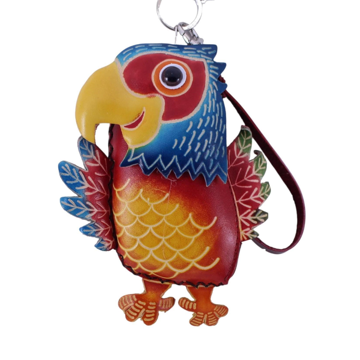 Genuine Handmade Leather Parrot Coin Purse / Wallet / Wristlet/change purse