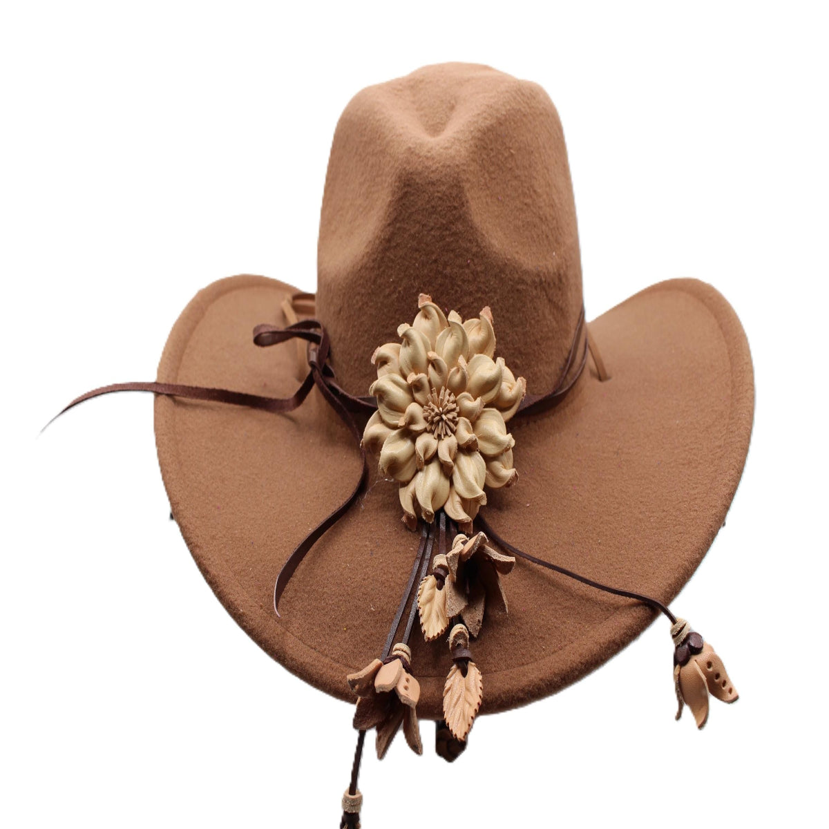 Genuine Handmade Leather Flower Hatband daisy flower Genuine Leather Pendant Accessories