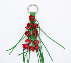 Genuine Handmade Leather Flower Keychain purse charm bag charm
