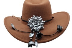 Genuine Handmade Leather Flower Hatband daisy flower Genuine Leather Pendant Accessories