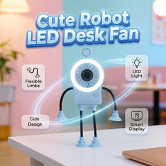 Flexible Robot Desk Fan with LED Light