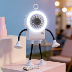 Flexible Robot Desk Fan with LED Light
