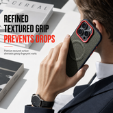 Magnetic Woven Texture Phone Case with Gold Trim – Anti-Slip, Shockproof, Wireless Charging