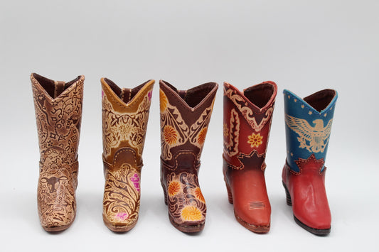 Celebrate Western Charm with the Handmade Genuine Leather Cowboy Boot Ornament – A Unique Western Flower Design from Coyzoon