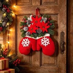 Simulated Flower Glove & Sock Christmas Wreath