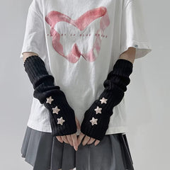 Machine Washable Star-Detail Fingerless Gloves