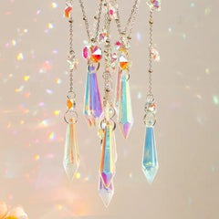 Crystal Sun Catcher, Garden Suncatcher Hanging Wind Chime, Handmade Rainbow Maker Indoor Outdoor Decor for Window Bedroom Courtyard Garden, Bless Gift