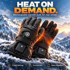 Rechargeable Heated Gloves – 3 Heat Settings, Waterproof Touchscreen Winter Gloves