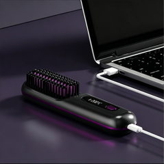New Cordless Portable Mini Hair Straightening Brush with LCD, USB Charging, Ceramic Heating, and Negative Ion Technology