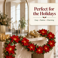 Poinsettia LED Garland Lights Magical Christmas Decor
