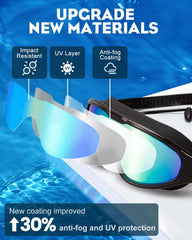 Goggles Swimming Adult Swim-Goggles: Wide View with UV400 Protection Anti Fog No Leak for Men and Women