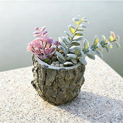 Closed Eye Lady Face Resin Planter Simulated Bark Sculpture Flower Pot, Waterproof Polyresin Succulent Pot for Garden Patio Home Decor, Unique Artistic Ornament Gift for Plant Lovers