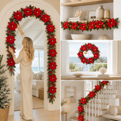 Poinsettia LED Garland Lights Magical Christmas Decor