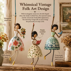 Hand-painted Hanging Ornament "Dancing Lady" – Playful Folk Art That Comes to Life