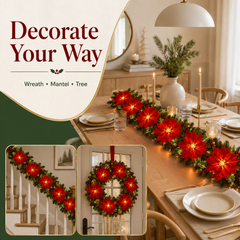 Poinsettia LED Garland Lights Magical Christmas Decor