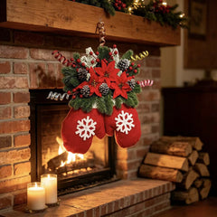 Simulated Flower Glove & Sock Christmas Wreath