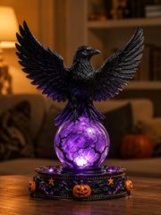Halloween Raven Crystal Ball Lighted Decor